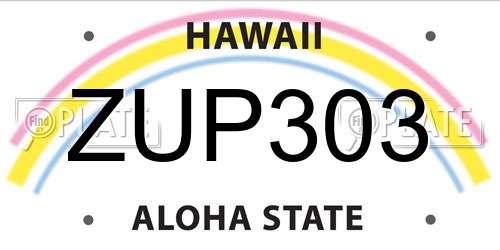 ZUP303 Hawaii License Plate