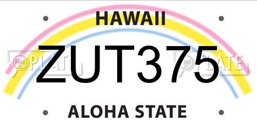 ZUT375 Hawaii License Plate