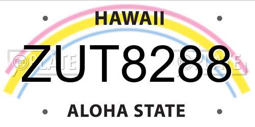 ZUT8288 Hawaii License Plate