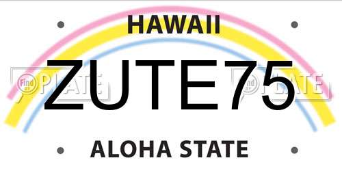 ZUTE75 Hawaii License Plate