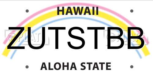 ZUTSTBB Hawaii License Plate