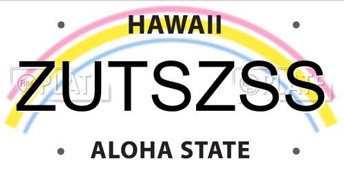 ZUTSZSS Hawaii License Plate