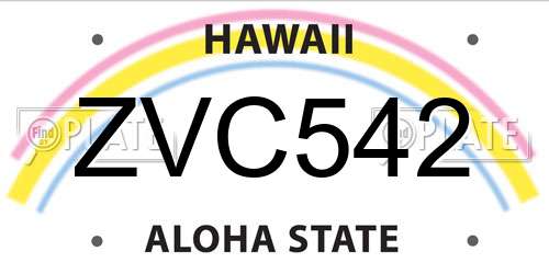 ZVC542 Hawaii License Plate