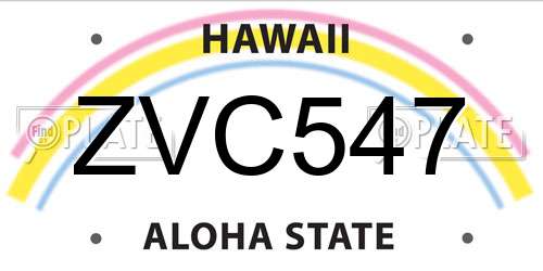 ZVC547 Hawaii License Plate