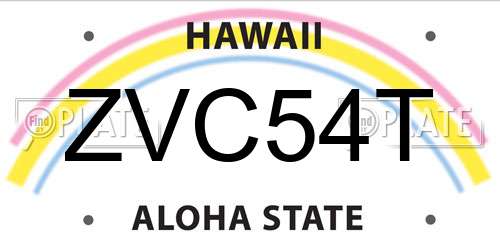 ZVC54T Hawaii License Plate