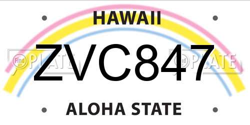 ZVC847 Hawaii License Plate