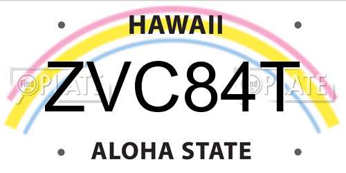 ZVC84T Hawaii License Plate