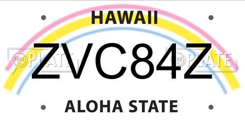ZVC84Z Hawaii License Plate