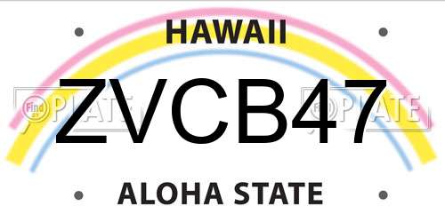ZVCB47 Hawaii License Plate