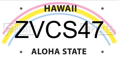 ZVCS47 Hawaii License Plate