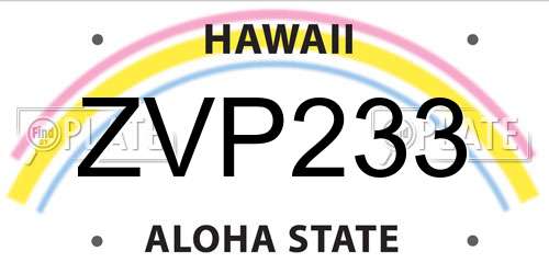 ZVP233 Hawaii License Plate