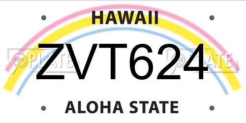 ZVT624 Hawaii License Plate