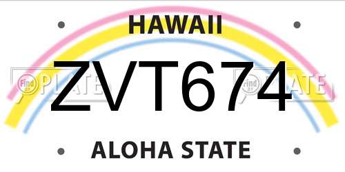 ZVT674 Hawaii License Plate