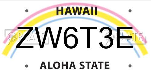 ZW6T3E Hawaii License Plate