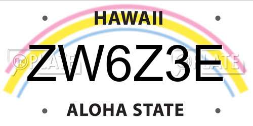 ZW6Z3E Hawaii License Plate