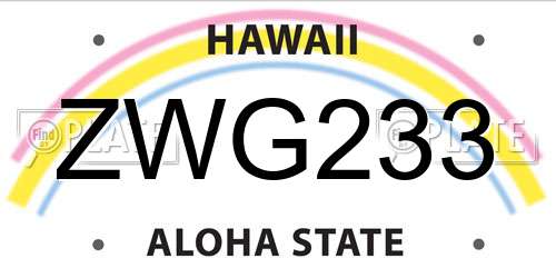 ZWG233 Hawaii License Plate