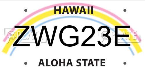 ZWG23E Hawaii License Plate