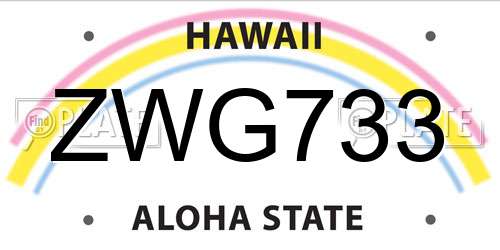 ZWG733 Hawaii License Plate