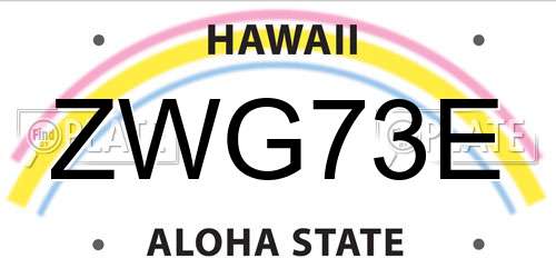 ZWG73E Hawaii License Plate