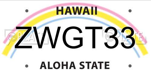 ZWGT33 Hawaii License Plate