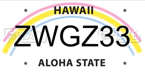 ZWGZ33 Hawaii License Plate