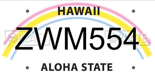 ZWM554 Hawaii License Plate