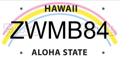 ZWMB84 Hawaii License Plate