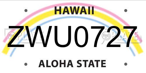 ZWU0727 Hawaii License Plate