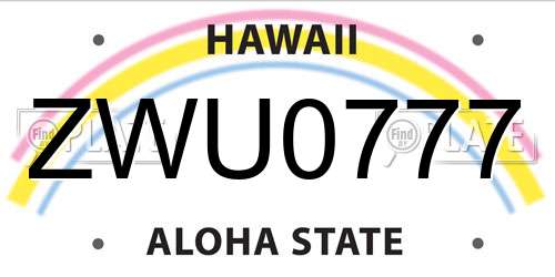 ZWU0777 Hawaii License Plate