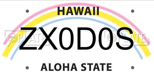 ZX0D0S Hawaii License Plate