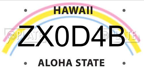 ZX0D4B Hawaii License Plate