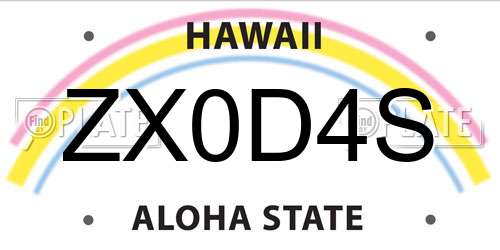 ZX0D4S Hawaii License Plate