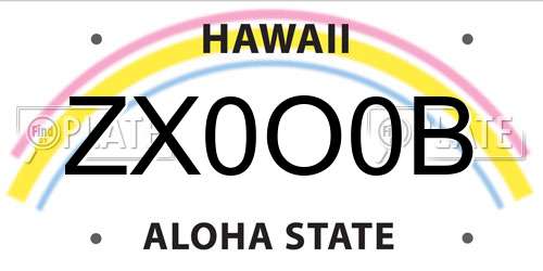 ZX0O0B Hawaii License Plate