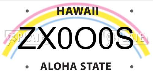 ZX0O0S Hawaii License Plate