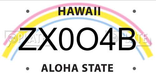 ZX0O4B Hawaii License Plate