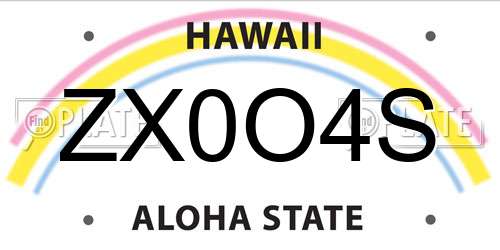ZX0O4S Hawaii License Plate