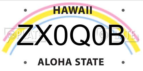 ZX0Q0B Hawaii License Plate