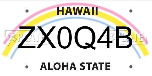 ZX0Q4B Hawaii License Plate