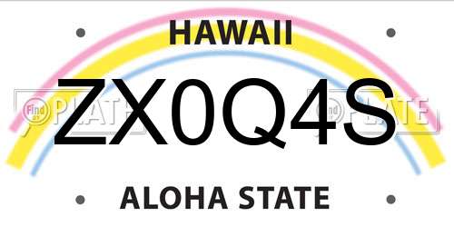 ZX0Q4S Hawaii License Plate