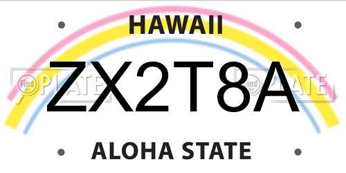 ZX2T8A Hawaii License Plate