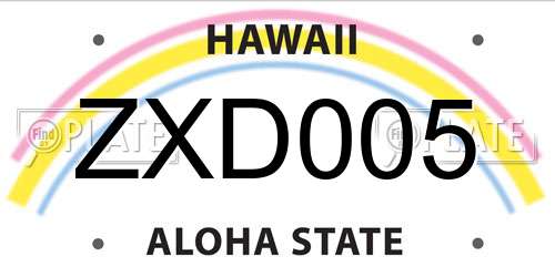 ZXD005 Hawaii License Plate
