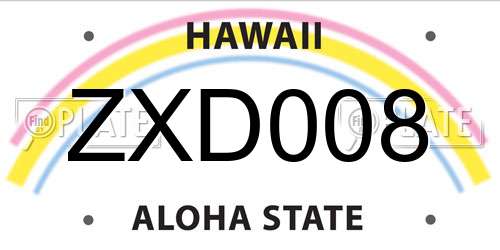 ZXD008 Hawaii License Plate