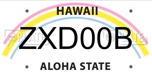 ZXD00B Hawaii License Plate
