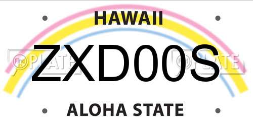 ZXD00S Hawaii License Plate