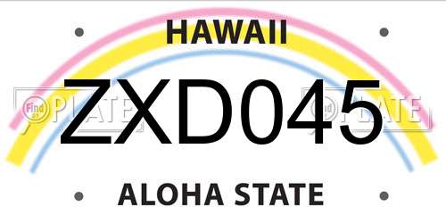 ZXD045 Hawaii License Plate