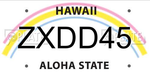 ZXDD45 Hawaii License Plate