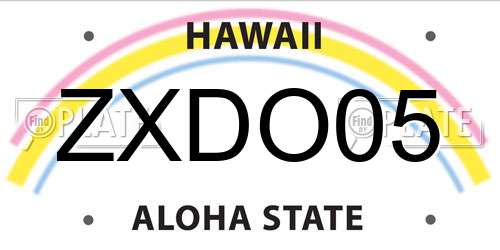 ZXDO05 Hawaii License Plate