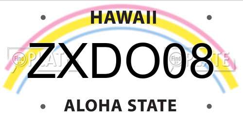 ZXDO08 Hawaii License Plate