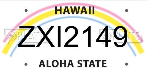 ZXI2149 Hawaii License Plate