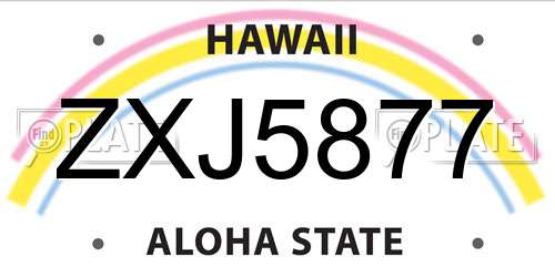 ZXJ5877 Hawaii License Plate
